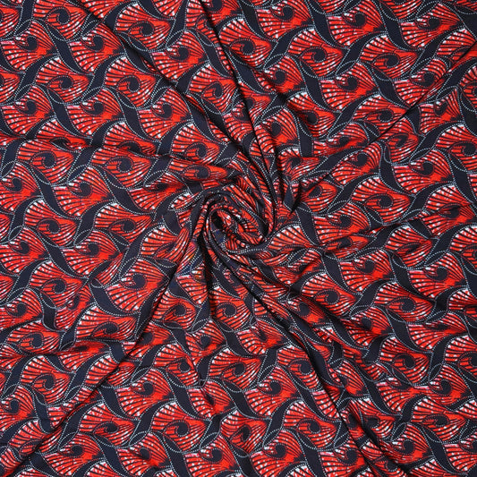 Poly Crepe Aesthetic Shaped Shell Printed Fabric - MAF 