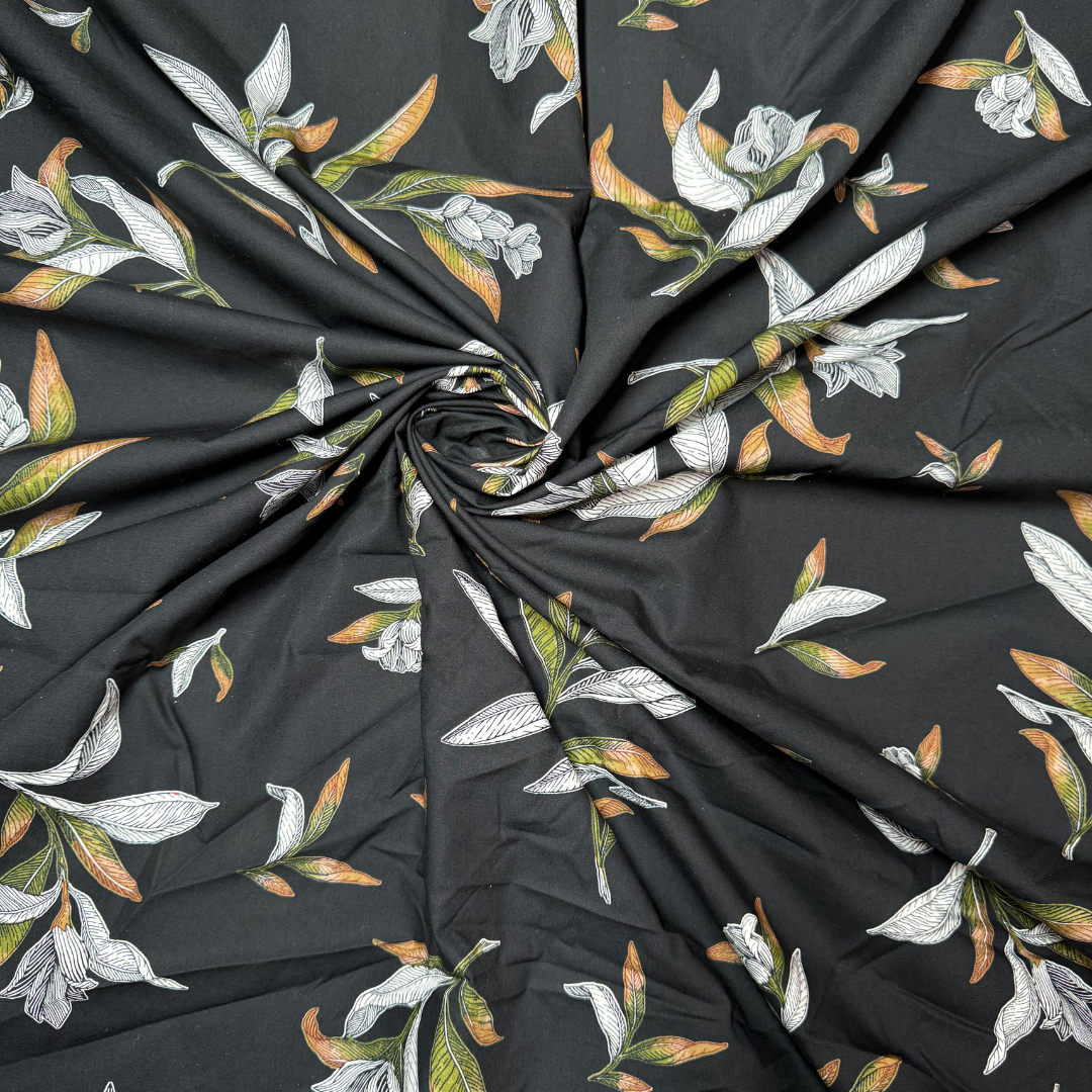 Buy Poplin Pure Aesthetic Flower & Leaf Printed Fabric - MAF 