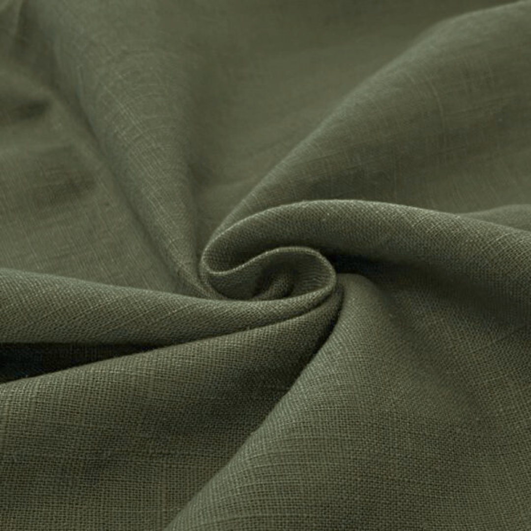 Buy Cotton Linen Solid Olive Green 