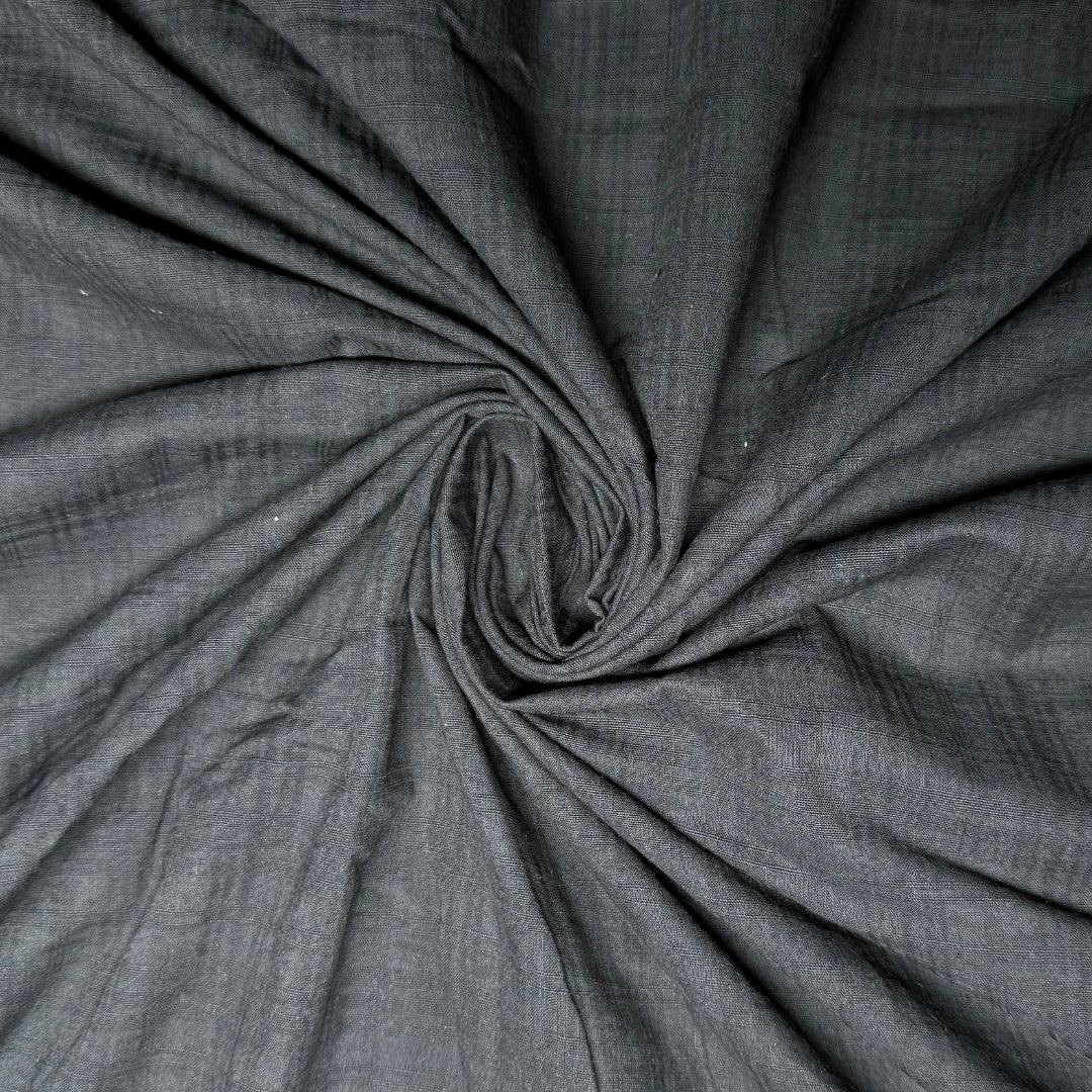 Solid Grey Black Cotton Self Check - MAF 