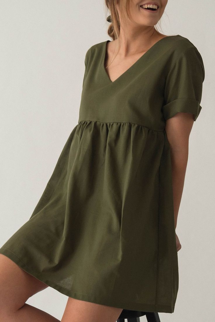 Buy Cotton Linen Solid Olive Green 