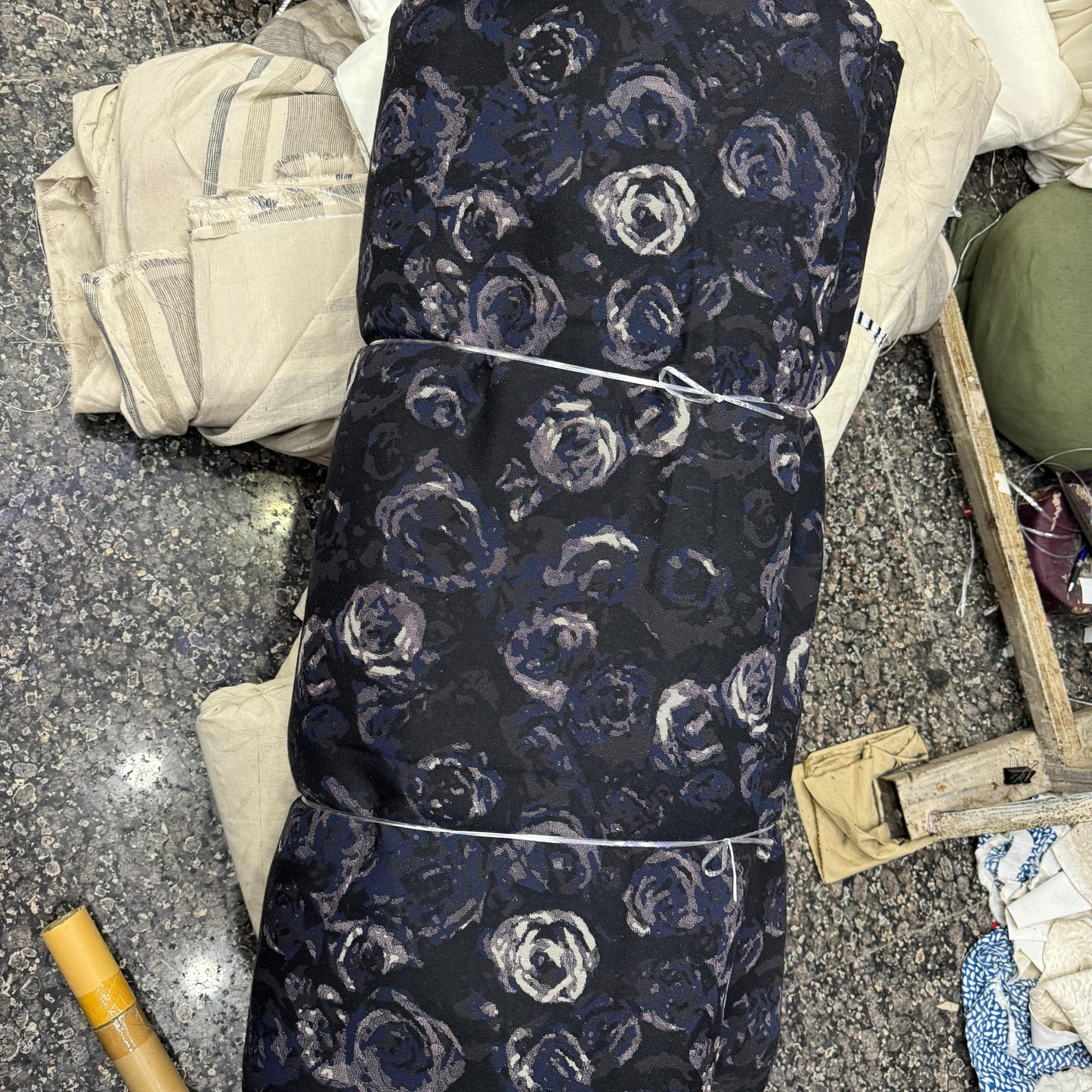 Buy Cotton Heavy Jacquard Grey Abstract Rose Printed - MAF 