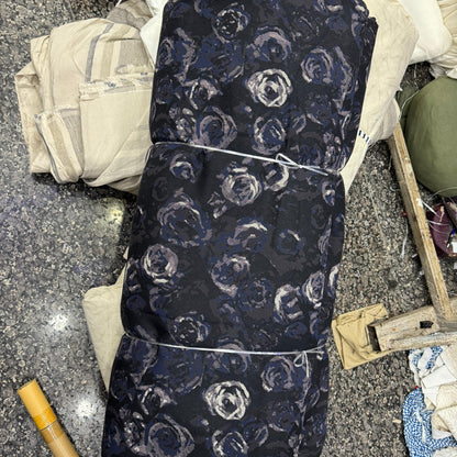 Buy Cotton Heavy Jacquard Grey Abstract Rose Printed - MAF 