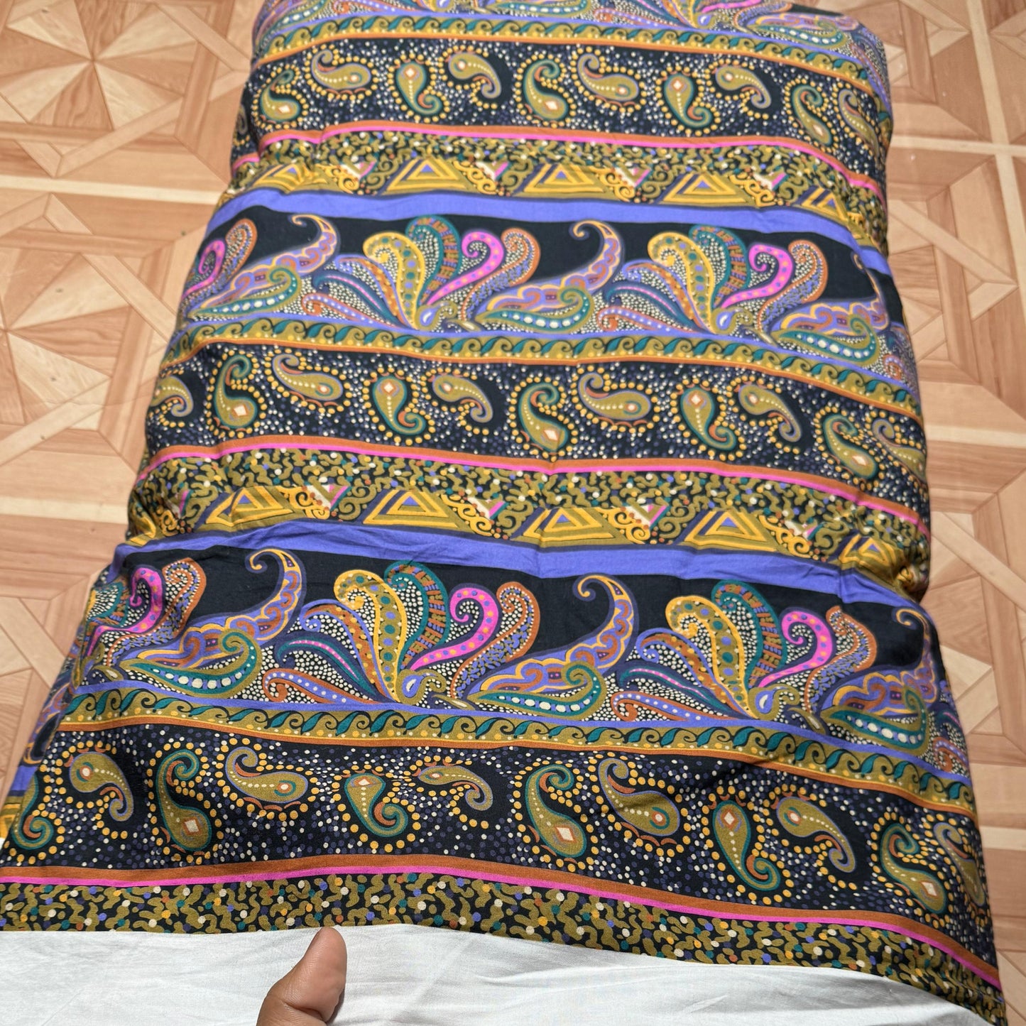 Buy Cotton Poplin Abstract Purple Border Printed Fabric - MAF 