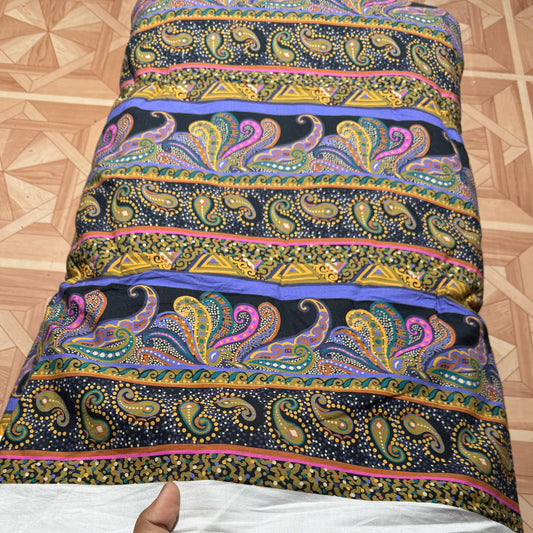 Buy Cotton Poplin Abstract Purple Border Printed Fabric - MAF 
