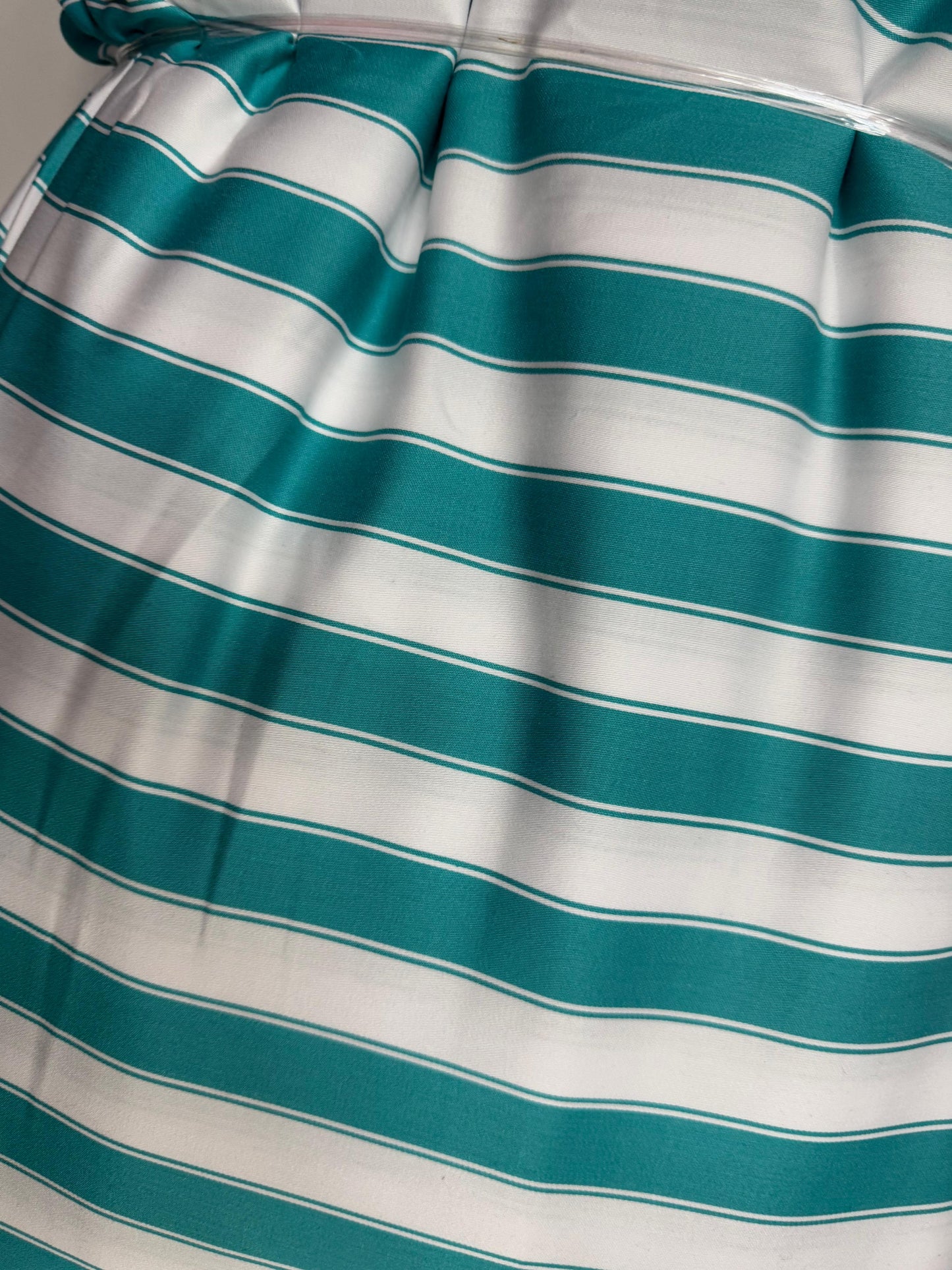 Buy Cotton Twill Satin Firozi Dual Stripe Fabric - MAF 