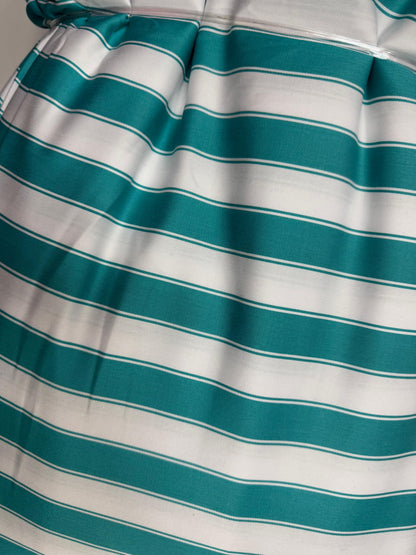 Buy Cotton Twill Satin Firozi Dual Stripe Fabric - MAF 