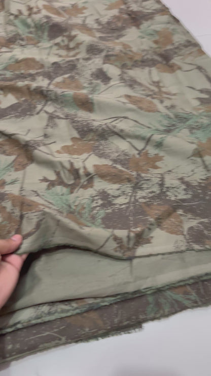 Buy Cotton Satin Vintage Leaf Printed Fabric