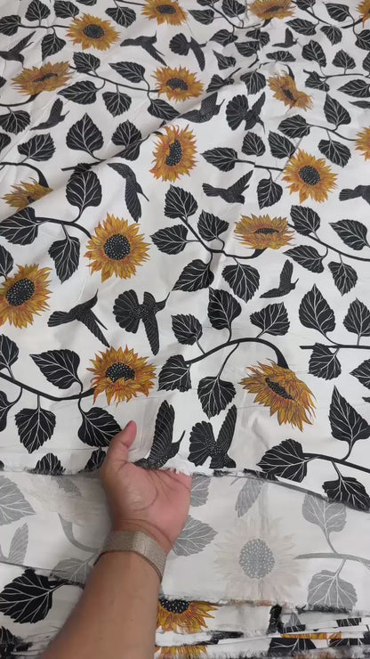 Buy Premium Collection HL Poplin Bold Sunflower Printed Fabric