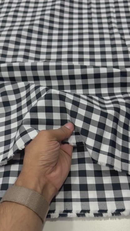 Buy Premium Cotton Yarn-Dyed Black White Gingham print