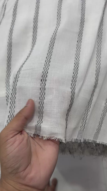 Buy Pure Linen Black Chain Stripe Fabric