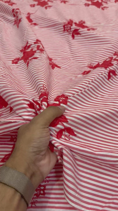 Buy Pure Cotton Seersucker Stripes Patchwork Embroidery Fabric with Big Width