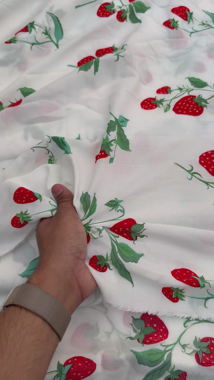 Buy Premium Modal Strawberry Printed Fabric