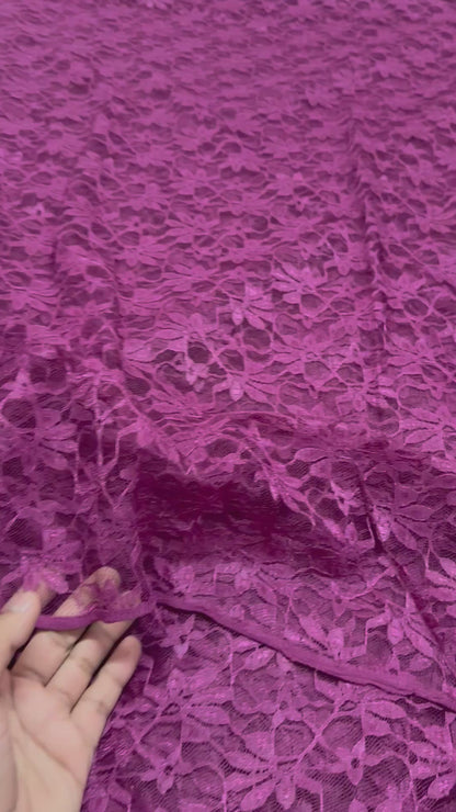 Buy Purple Leaf Mesh Embroidery Fabric