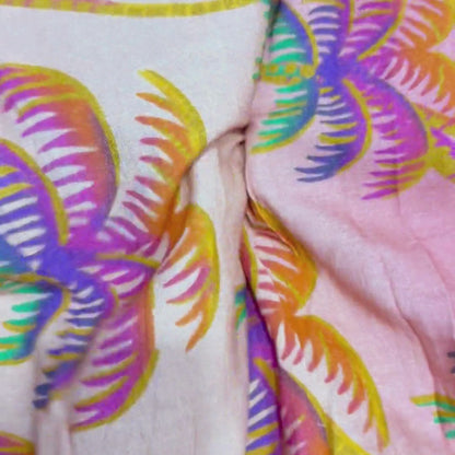 Buy Pure Linen Cotton Tropical Print Fabric