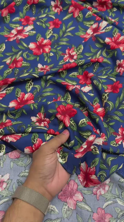 Buy Premium Rayon Hibiscus Printed Fabric