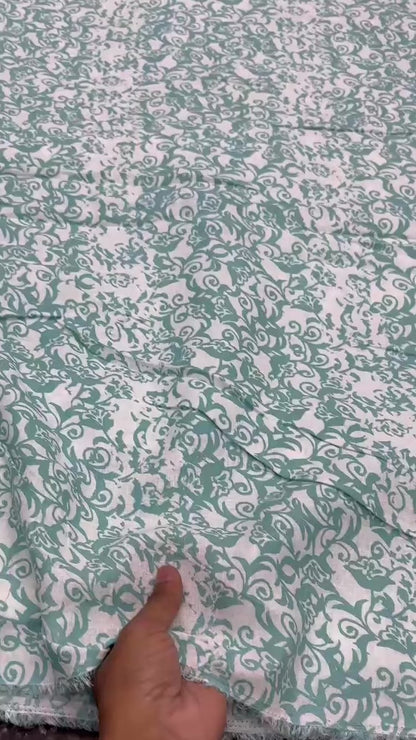 Buy 100% Pure Linen Mint Green Floral Printed