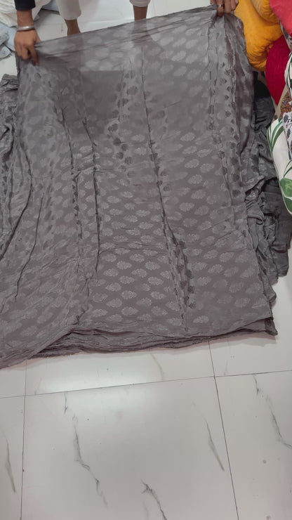 Buy Viscose jacquard Metallic Grey Base Fabric