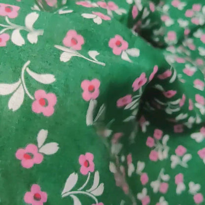 Buy Pure Cotton Cambric Green Floral Fabric
