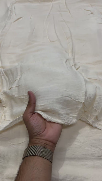 Buy Rayon Crinkled Crepe Solid Beige Fabric