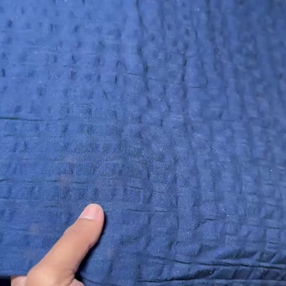 Buy Box Seersucker Solid Blue Fabric