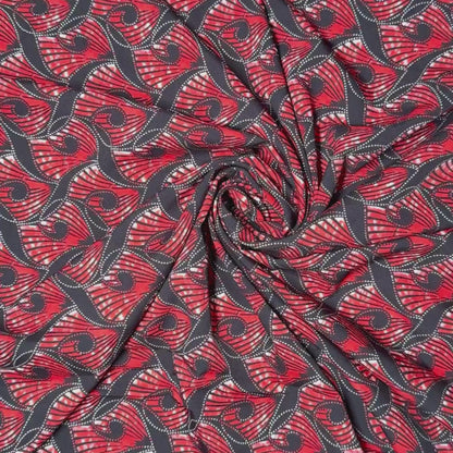 Buy Poly Crepe Aesthetic Shaped Shell Printed Fabric