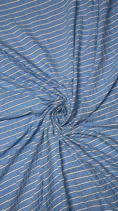Buy Premium Seersucker Formal Blue Stripe Fabric
