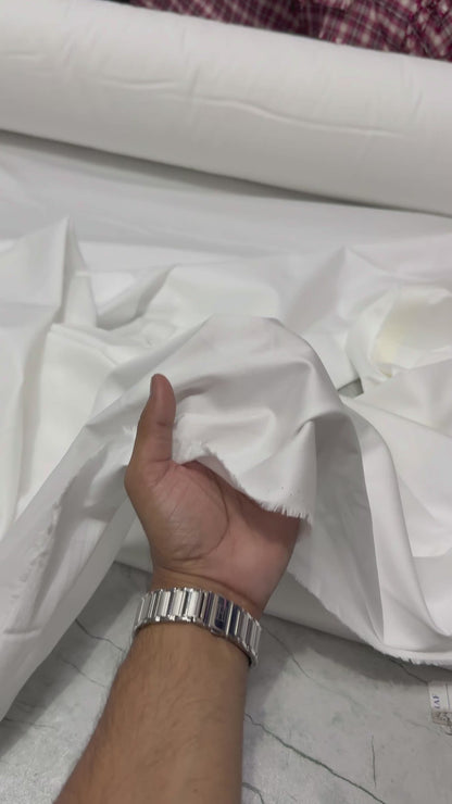 Buy Solid White Pure Cotton Poplin Satin