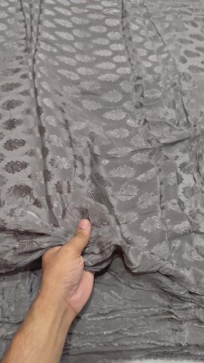 Buy Viscose jacquard Metallic Grey Base Fabric