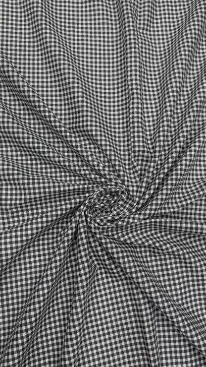 Buy Cotton Linen Black Ghingham Fabric