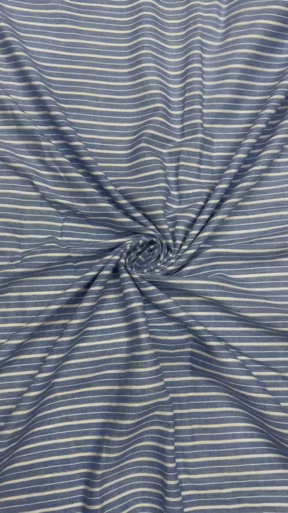 Buy Linen Blue Formal Stripe Fabric