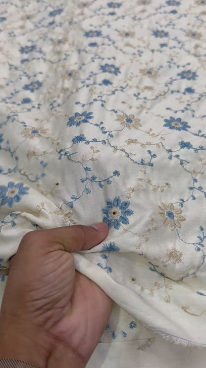 Buy Premium Viscose All-Over Floral Embroidery Fabric