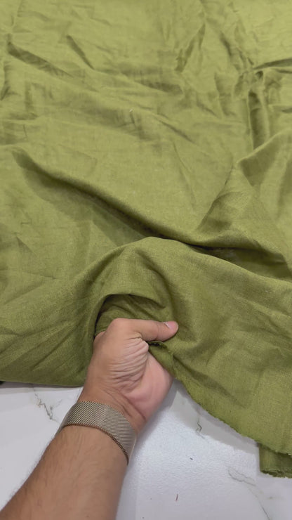 Buy Pure Linen Solid Olive Green Fabric