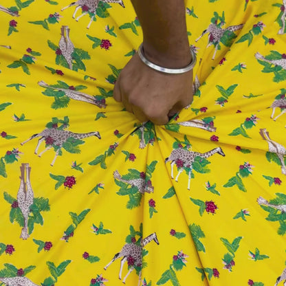 BUY POPLIN TROPICAL GIRAFFE & LEAF PRINTED FABRIC