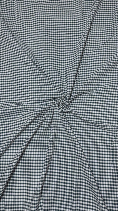 Buy Premium Seersucker Gingham Dark Blue & White Check Fabric
