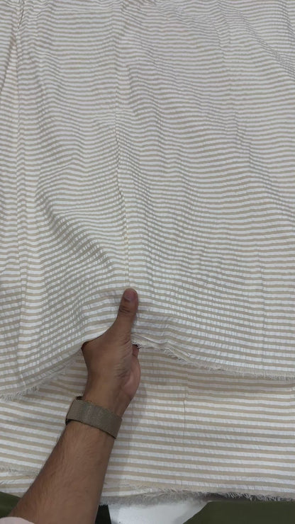 Buy Premium Seersucker Beige Stripe Fabric