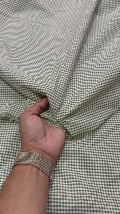 Buy Cotton Checks Fabric - Green Gingham Fabric India
