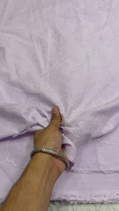 Buy Hakoba Lavender Threadwork Tropical Leave Fabric