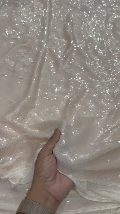 Buy Sequins Ivory Coloured Fabric