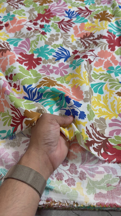 Buy Cotton Linen Coloured Algae Printed Fabric