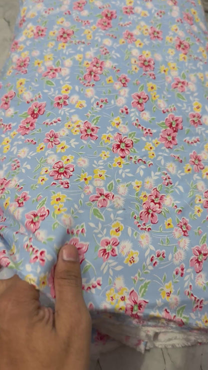 Buy Cotton Viscose Yellow Tiny Printed Fabric