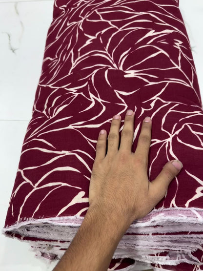 Buy Premium Cotton Double Cloth Wine Crackle Print Fabric