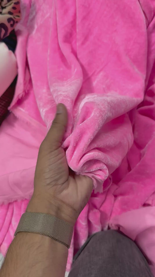 Buy Solid Bright Candy Pink Velvet Fabric