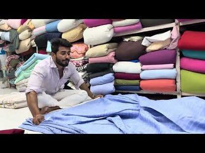 Buy Imported 100% Linen Far White Stripe Ranch Blue Base Fabric