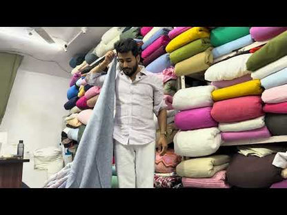 Buy Imported 100% Linen Greish Blue Colour