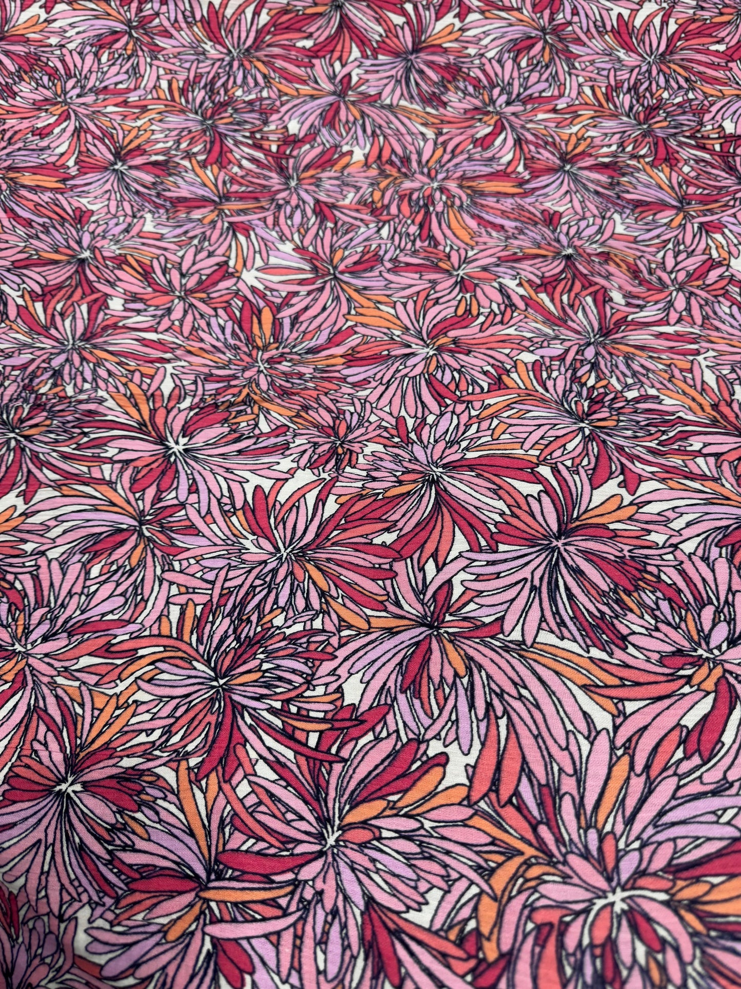 Buy Crinkled Crepe Floral Mist Textured Fabric - MAF 