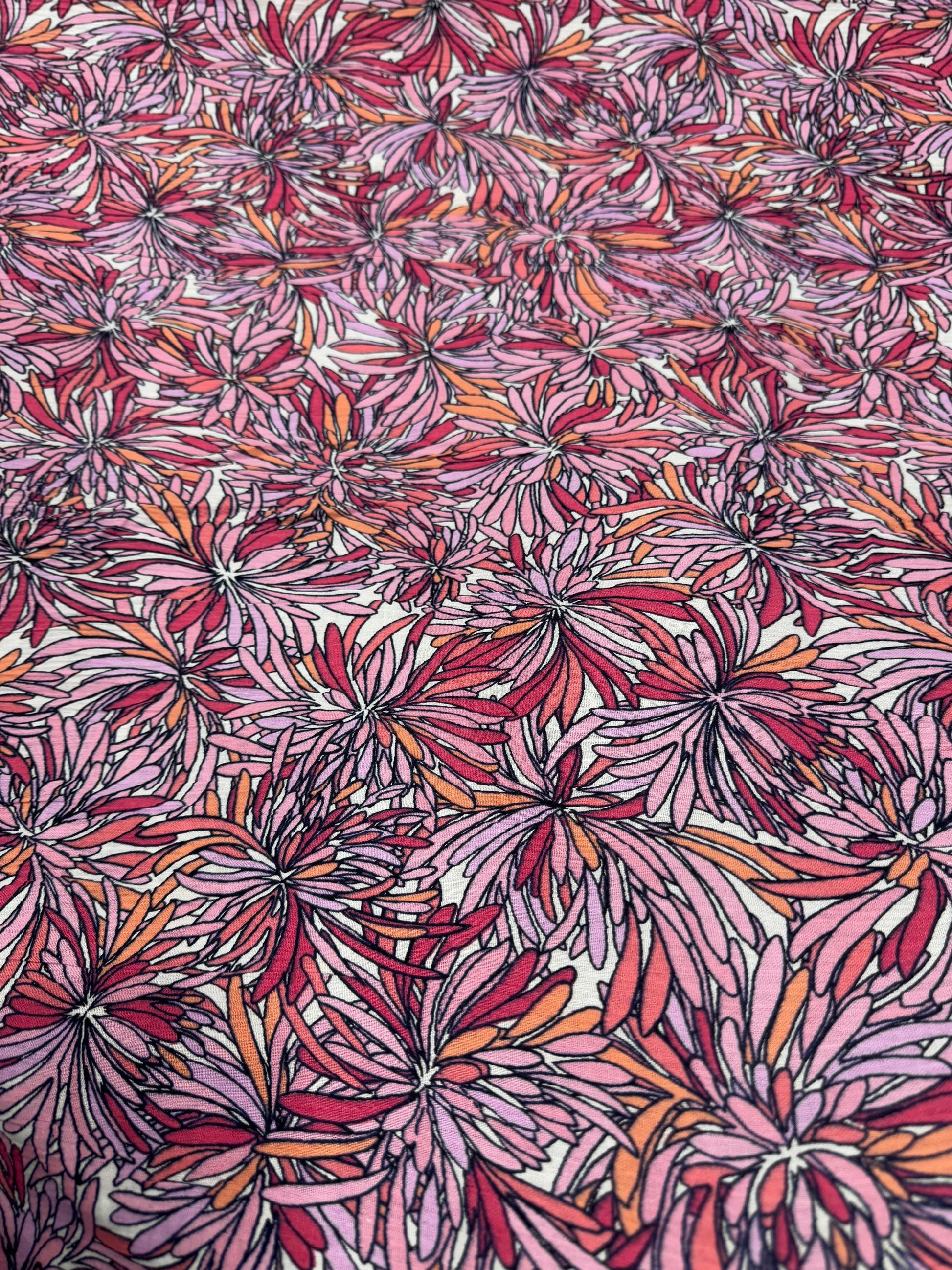 Buy Crinkled Crepe Floral Mist Textured Fabric - MAF 