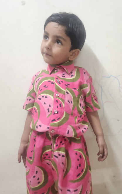 Buy Cotton Linen Watermelon Kids Printed Fabric