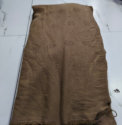 Buy Pure Linen French Beige Hakoba Cutwork Fabric