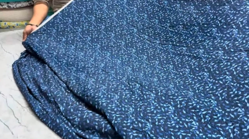 Buy Cotton Viscose Navy Leaf Printed Fabric - MAF 
